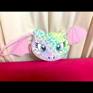 Betsey Johnson pastel dragon with adjustable wings wristlet NWT